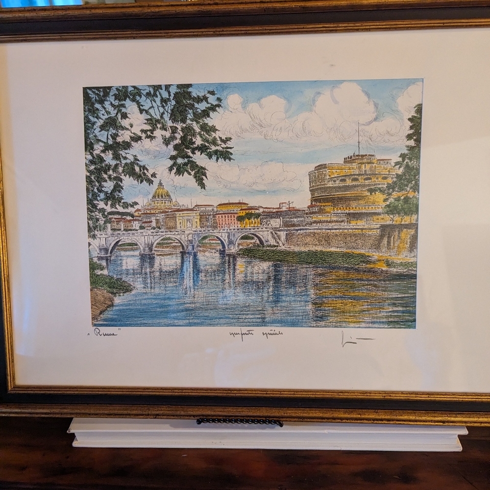 Vintage Bela Sziklay etched framed "Rome"